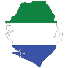Country outline with the flag of Sierra Leone
