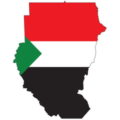 Fototapeta premium Country outline with the flag of Sudan