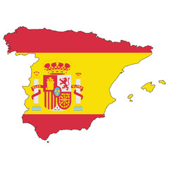 Obraz premium Country outline with the flag of Spain