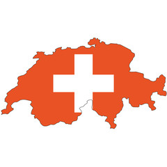 Country outline with the flag of Switzerland