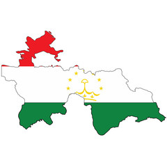 Fototapeta premium Country outline with the flag of Tajikistan