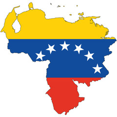 Country outline with the flag of Venezuela