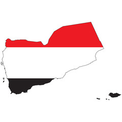 Country outline with the flag of Yemen