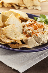 Homemade Crunchy Pita Chips with Hummus