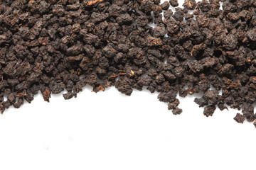 black tea on a white background. macro