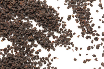 black tea on a white background. macro
