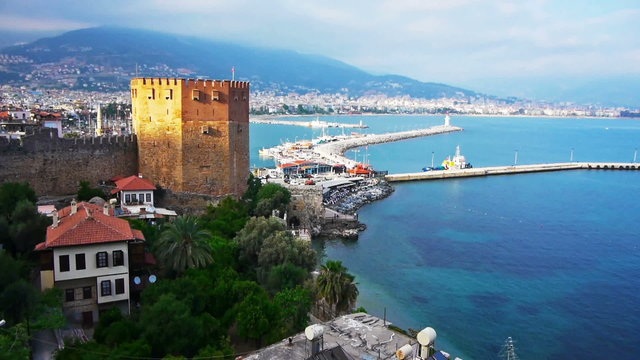 Kizil Kule - Red Tower, the symbol of Alanya, Turkey