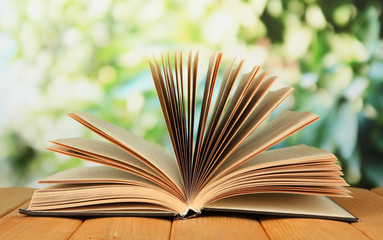 Opened book on bright background