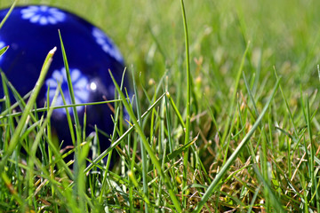 blue flowered sphere