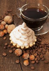 cake with coffee and nuts