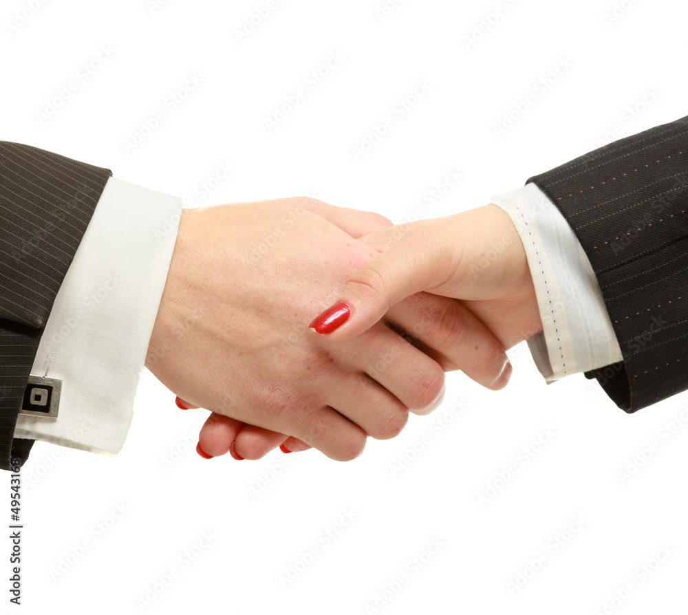 Wall mural handshake , isolated on white background