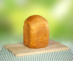 Bread machine making fresh bread at home.