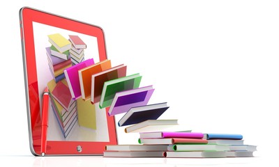 the library in the e-book in 3-d visualization