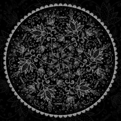 blanching lacy napkin on black background