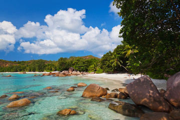 Beach Anse Lazio at island Praslin Seychelles