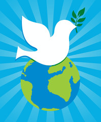 dove peace symbol sign on earth