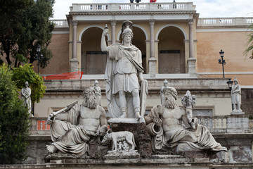 Rome - sculpture and fountain of Piazza del Popolo