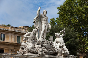 Rome - Fountain of Neptune in Piazza Popolo