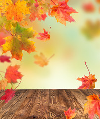 Naklejka na ściany i meble Jesienią tła z desek