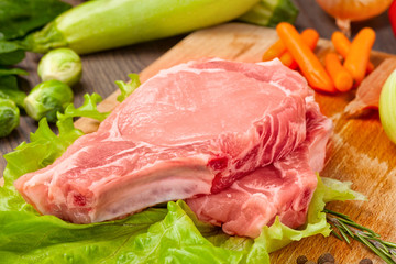 pieces of raw meat