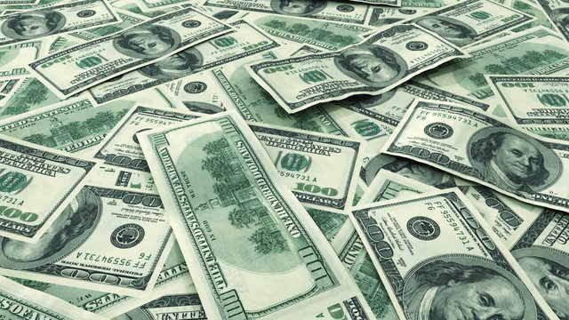 Dollars on the table. Looped animation. HD 1080.