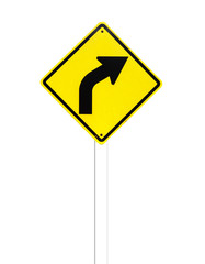 Curved Road Traffic Sign on a white background.