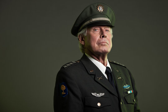 US military general in uniform. Studio portrait.