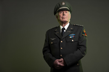 US military general in uniform. Studio portrait.