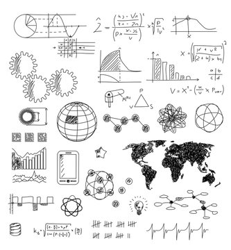 Gezeichnete Elemente - Technologie - Ideen - L&ouml;sungen