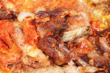 Barbecue meat close-up as food background