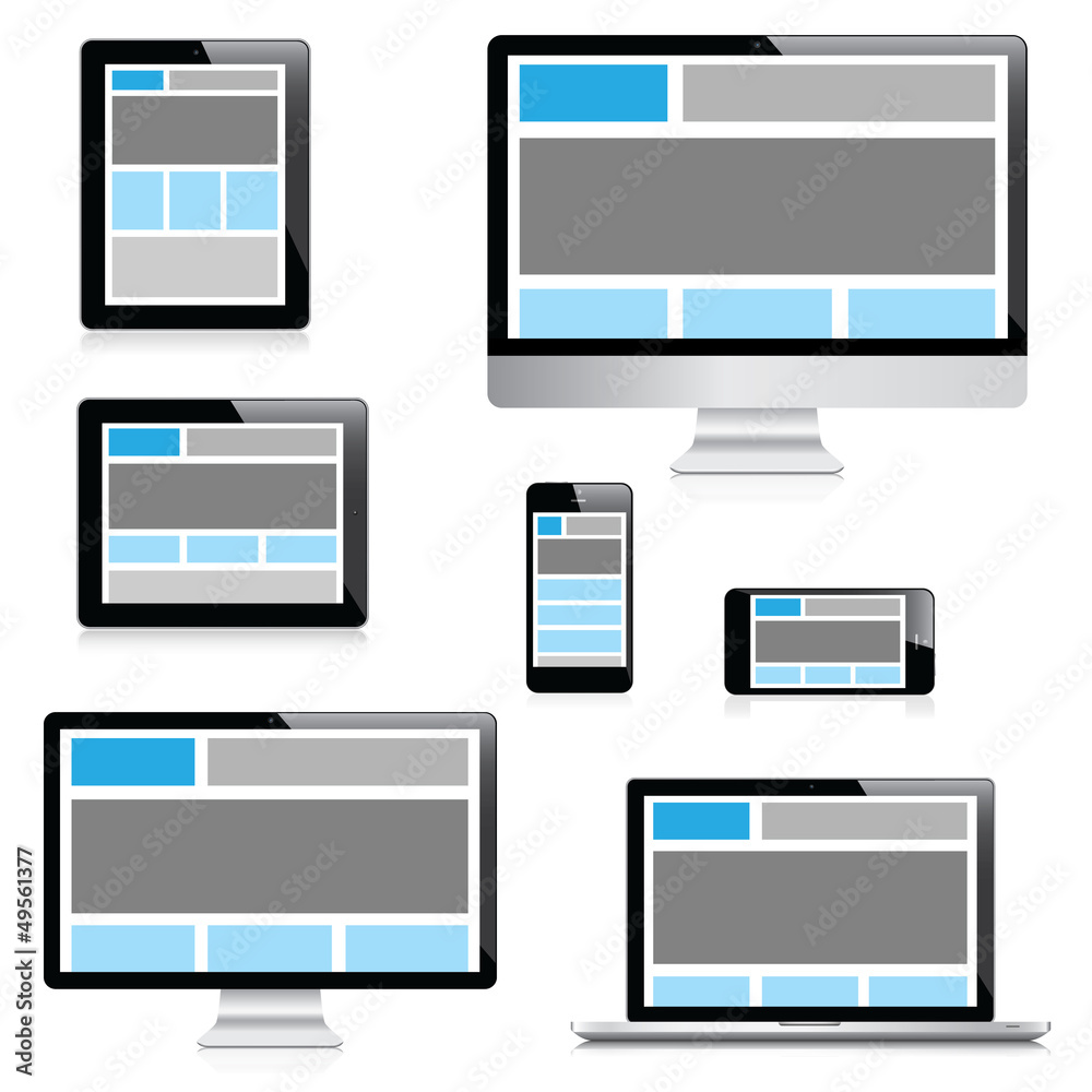 Fototapete responsive web design in electronic devices isolation