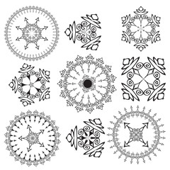 Set of mandalas on a white background (Vector)