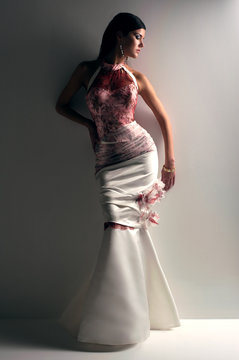 luxe bride in form-fitting dress, catalog photo