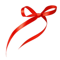 Red ribbon with bow isolated over white background