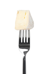 cheese brie on a fork