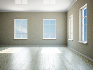 Fototapeta premium Empty room with windows