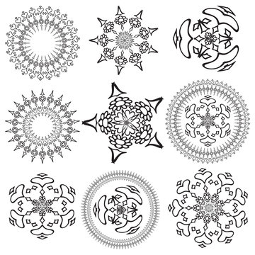 Set of mandalas on a white background (Vector)