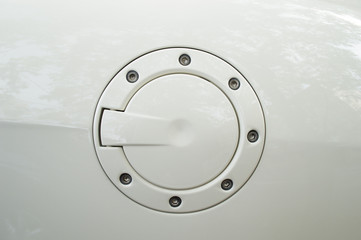 white fun car's stainless steel fuel cap