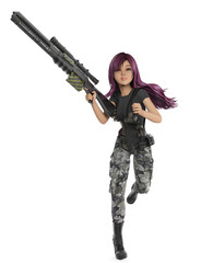 mercenary girl running