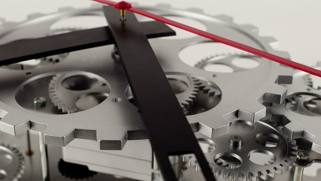 stop motion of a clock face with cogs and dials