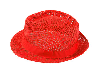 Red straw borsalino