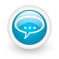 forum blue circle glossy web icon on white background