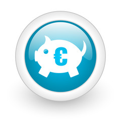 piggy bank blue circle glossy web icon on white background