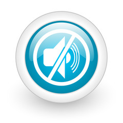 mute blue circle glossy web icon on white background