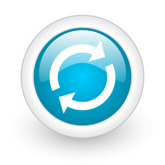 reload blue circle glossy web icon on white background