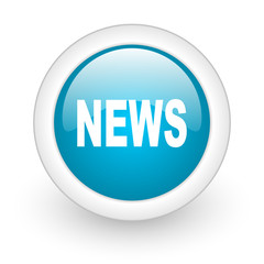news blue circle glossy web icon on white background