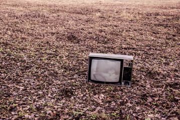 old TV is an autumn field