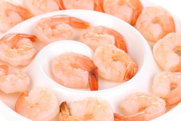 Shrimp on plate close up