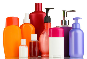A lot of different cosmetic products for personal care isolated