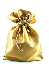 Gold silk bag is a gift for give